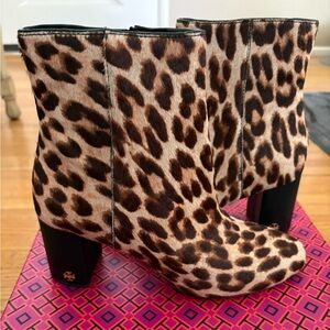 NWT Tory Burch Leopard Ankle Boots